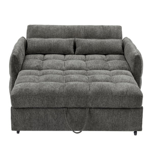 Loveseat Sofa Pull-Out Bed With Adjustable Backrest, 3 USB Ports And 2 Lumbar Pillows For Living Room
