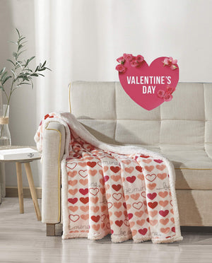 FAITH, HOPE, LOVE HOME DÉCOR Heart Throw Blanket – Ultra Soft Microplush 50"x60" | Cozy Love Theme Gift for Couch, Bed, Travel | Washable | Be Mine with Sherpa Backing