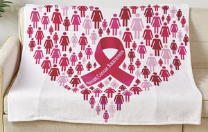 Faith, Hope, Love Home Decor Together We Rise Breast Cancer Awareness Heart Throw Blanket - Pinktober