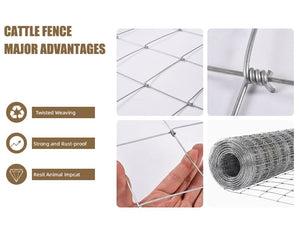 Farm Livestock Fence, 4.9FT x 328FT Galvanised Iron Wire