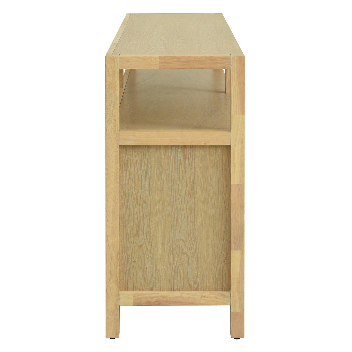 Bohemian Style Rattan Buffet Storage Cabinet with Solid Wood Frame