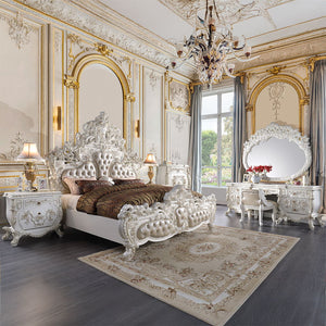 Vanaheim - Vanity Stool - Beige Synthetic Leather & Antique White