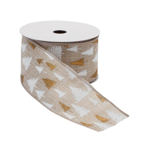 Red and White Pine treet Wired Ribbon (Set of 2)