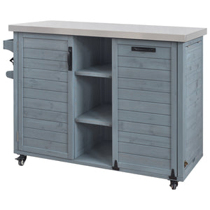 K&K 78.3' Outdoor Kitchen Island with Foldable Grill Table