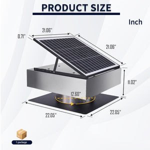 12" Stainless Steel Solar Roof Vent Fan, 40W Tilt Adjustable Solar Panel