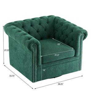 Chesterfield Style Swivel Club Chair With Button Tufted