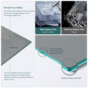 Double Sliding Glass Shower Door 8Mm Tempered Glass With Stainless Steel Frame - Matte Black