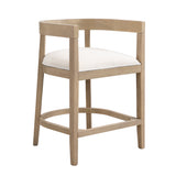 Modern Rubberwood Counter Stool Set of 2 with Upholstered Seats