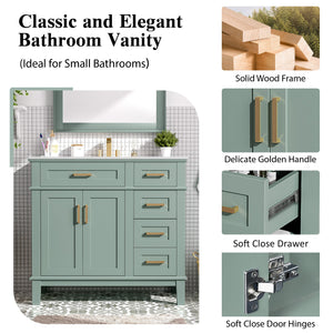 36" Light Green Bathroom Vanity