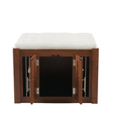 2 in 1 Walnut Dog Crate Night Stand with Storage