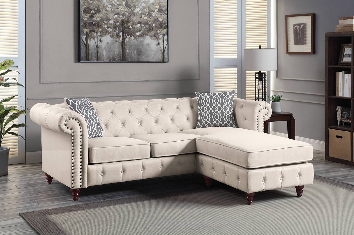 Waldina Reversible Nailhead-Trimmed Sectional Sofa