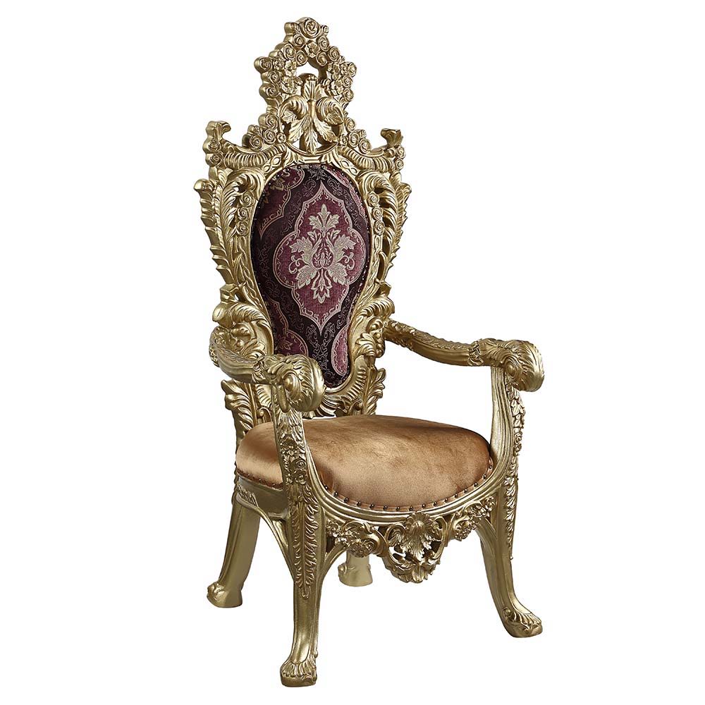 Bernadette - Arm Chair (Set of 2) - Pattern Fabric & Gold