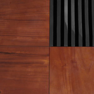 Italian Retro Inspired Acacia Wood Storage Coffee Table - Brown / Black