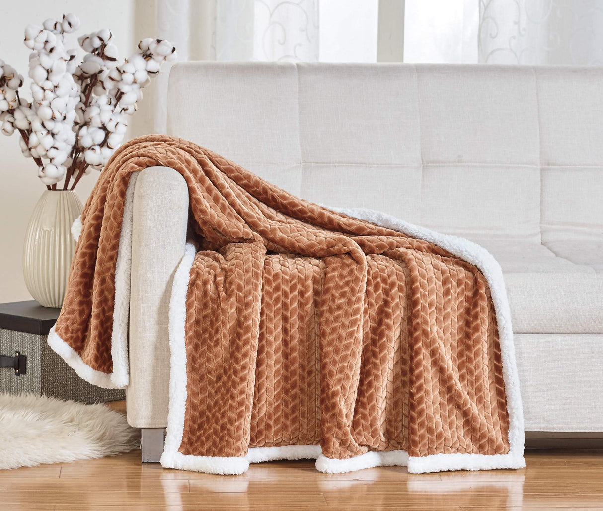 Decor&More HomeEssentials Ultra Lush Heavy Sherpa Throw Blanket (50" x 60")