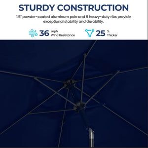 Umbrella With Crank Lift & Tilt, UV-Resistant Canopy For Patio
