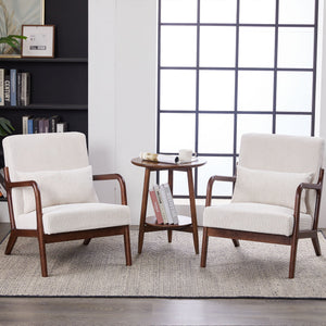 Accent Chair With Pillow And Wood Frame