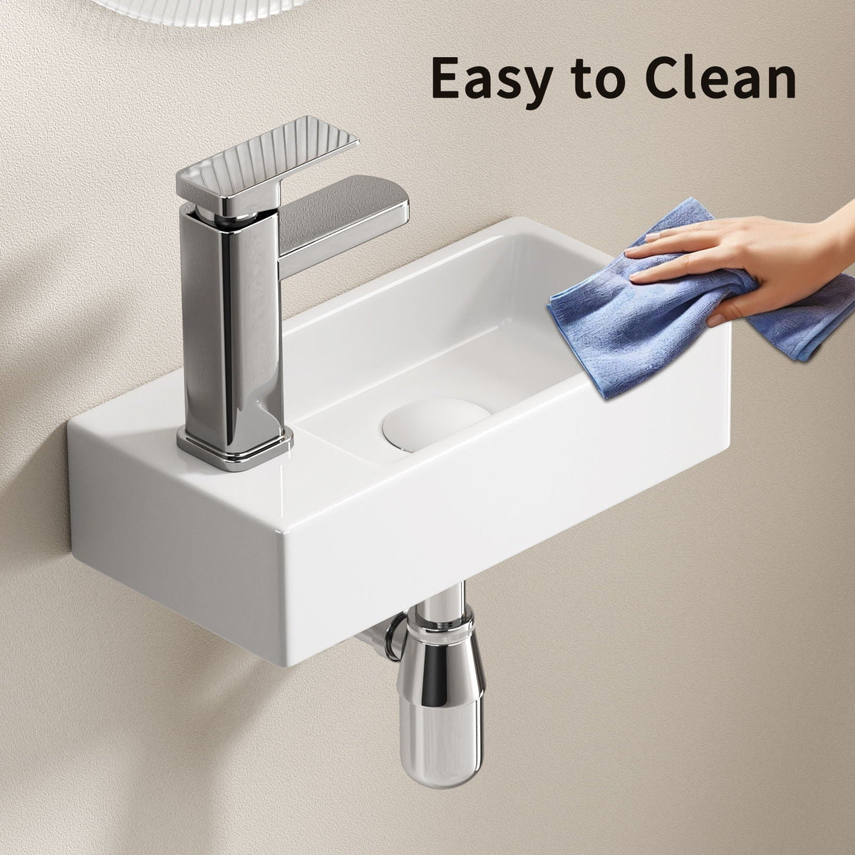 Wall Mounted Bathroom Sink With Faucet And Drain