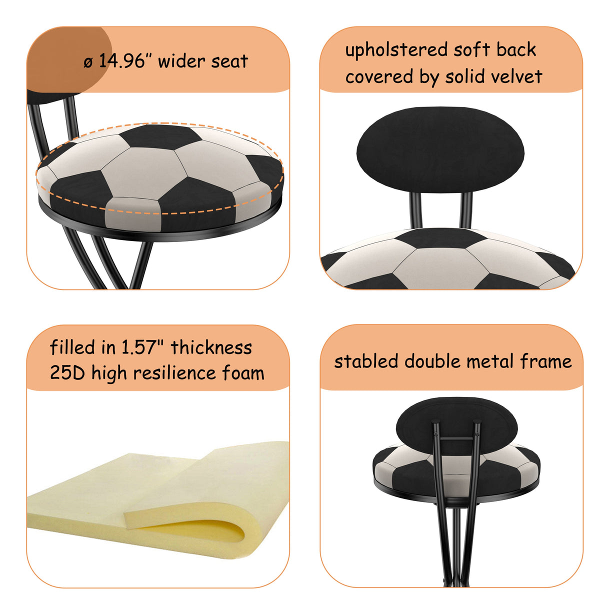 Upholstered S-shaped Barstools Set of 2