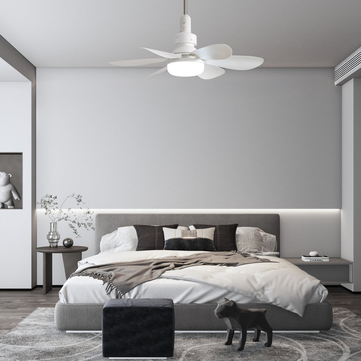 20-Inch Socket Fan Light Portable Ceiling Fan with Light and Remote
