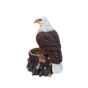 Realistic Standing Eagle Garden Planter on Tree Stump