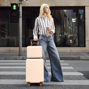 Beige 2-Piece Spinner Luggage Set with Hard Shell - Beige