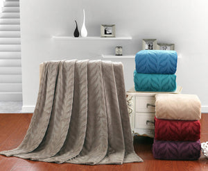 Faith, Hope, Love Home Decor Velvet Touch Microplush Leaf Etched Jacquard Blanket