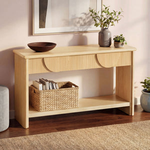 Fluted Console Table With Semi Circular Drawers - Natural