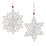 5" Wood Cut-Out Snowflake Ornament (Set of 12)