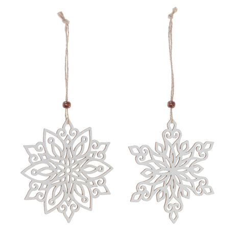 5" Wood Cut-Out Snowflake Ornament (Set of 12)