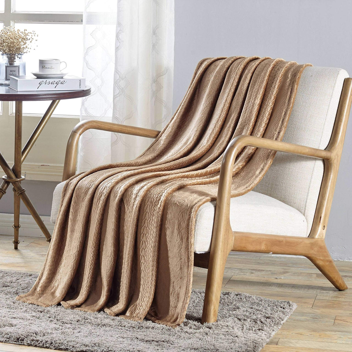 Decor&More Double Helix Embossed Ultra Lush Throw Blanket (50" x 60")