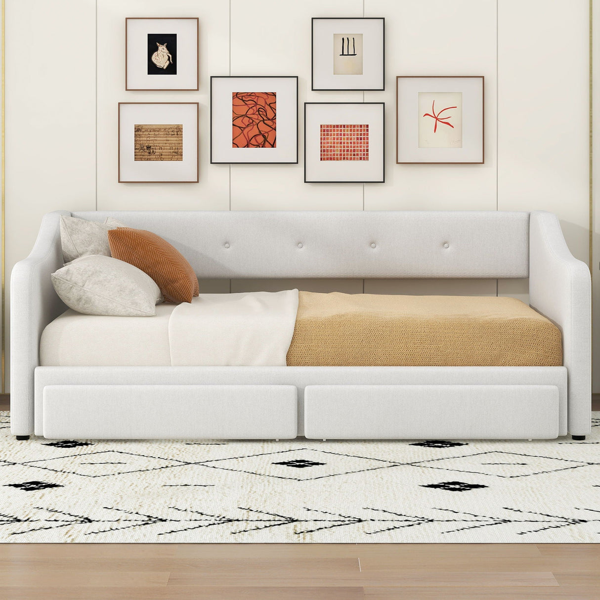 Upholstered Daybed With 2 Drawers