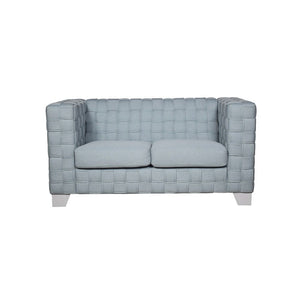 Saree - Loveseat - Light Teal Chenille & White