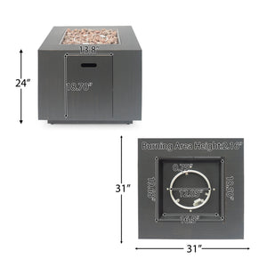 Outdoor Patio Gas Burning Fire Pit Table 50, 000 Btu, Square