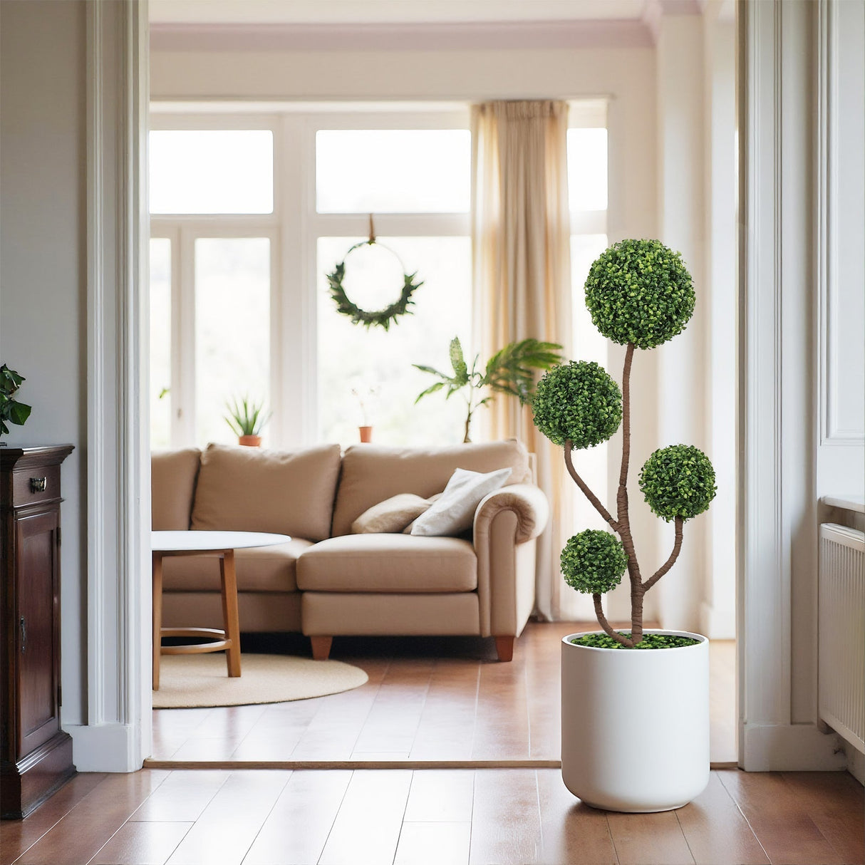 4FT Tall Artificial Boxwood Topiary Tree