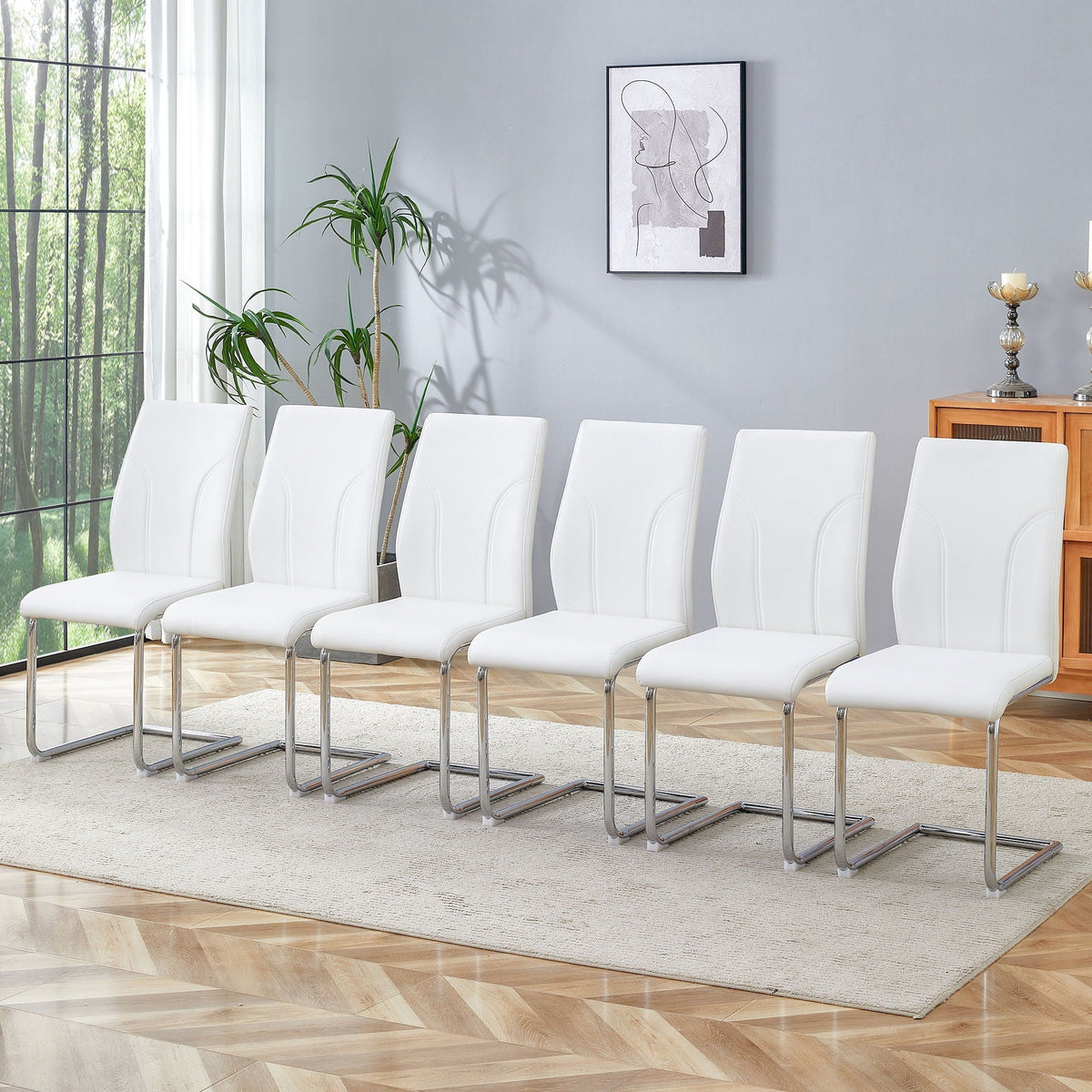 Modern Dining Chairs with High Backrest and Sturdy Legs