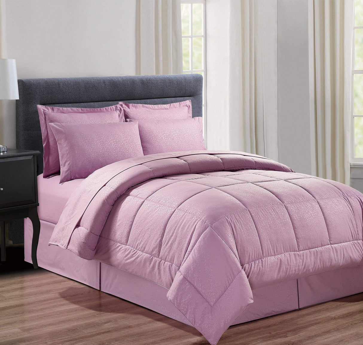 Decor&More Home Essentials 8 Piece Embossed Vine Bed in a Bag