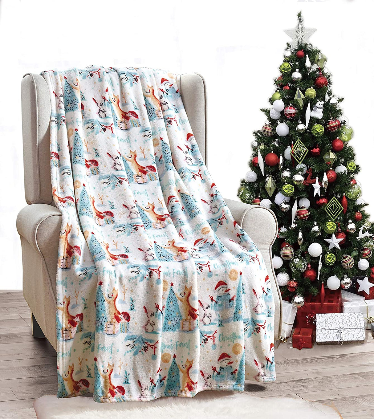 Festive holiday microplush throw blanket (50" x 60")