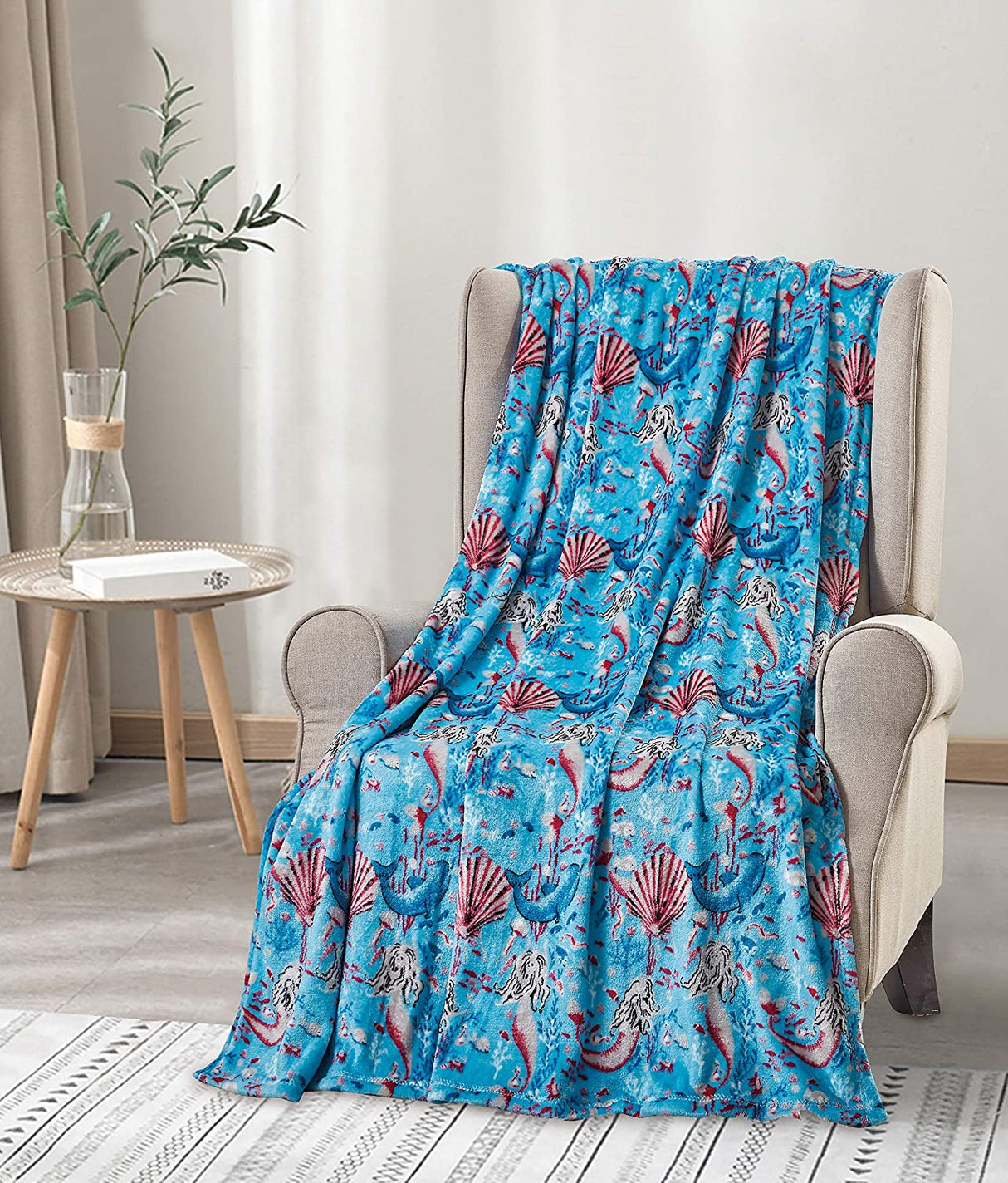 Under the sea collection microplush throw blanket (50" x 60") - mermaid paradise