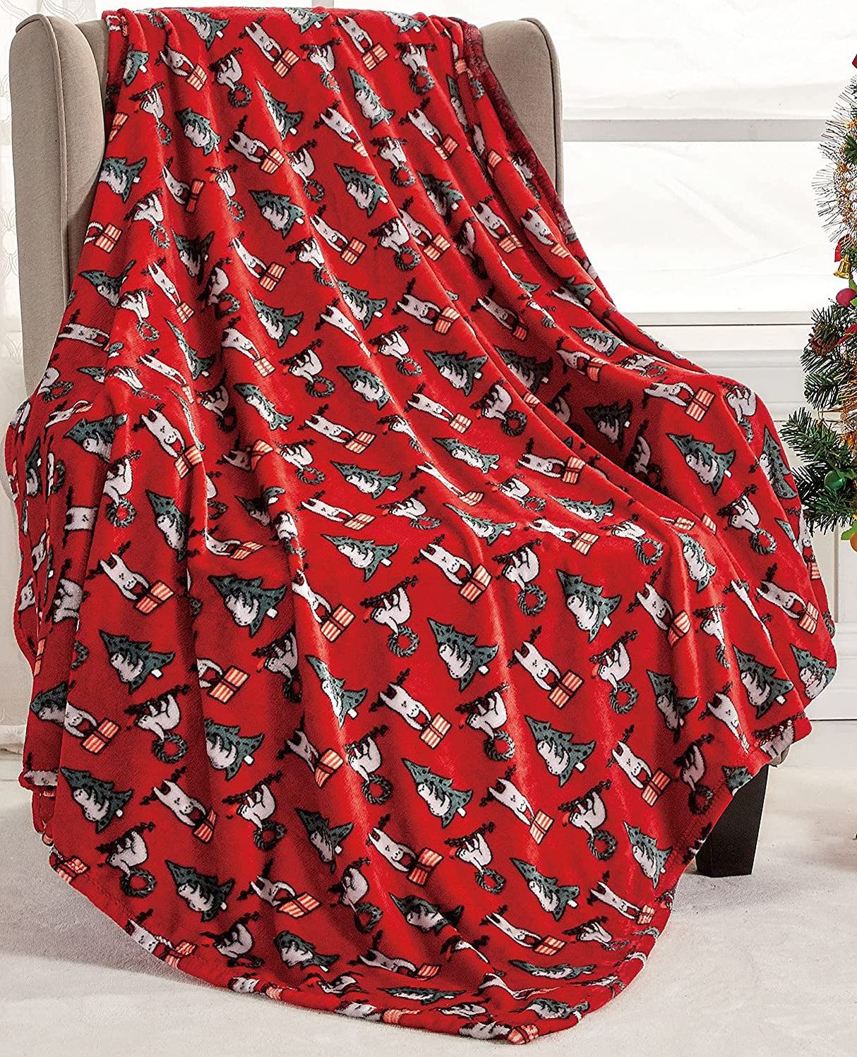 Noblehouse velvet touch holiday throw fleece blanket (50" x 60")