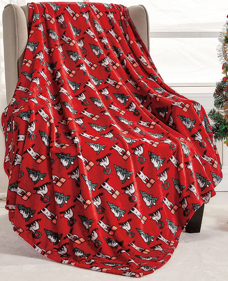 Noblehouse velvet touch holiday throw fleece blanket (50" x 60")