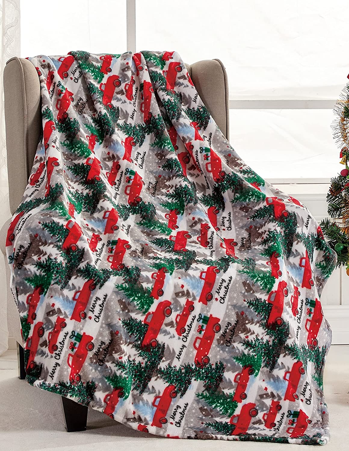 Festive holiday microplush throw blanket (50" x 60")