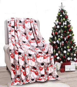 Faith, Hope, Love Home Décor Santa'S Little Helper Collection Festive And Cuddly Holiday Microplush Throw Blanket (50" X 60") - Winter Snowman