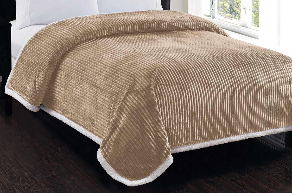 Decor&More Ultra Lush Reversible Sherpa Corduroy Blanket