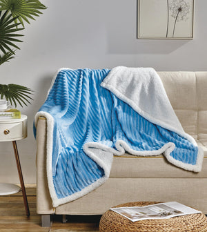 Decor&More Home Essentials Corduroy Sherpa Blanket (Multiple Size Options)