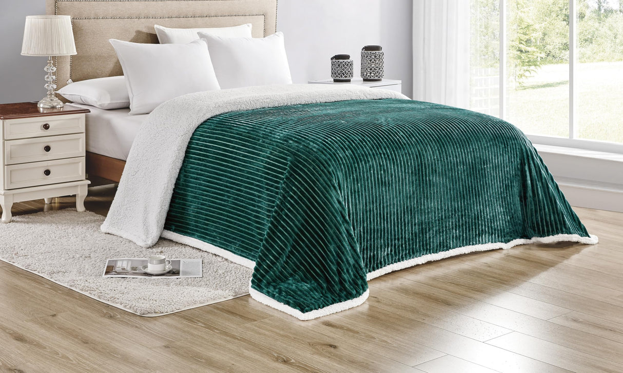 Decor&More Home Essentials Corduroy Sherpa Blanket (Multiple Size Options)