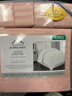 Faith, Hope, Love Home Decor 6 Piece Full Stripe Sheet Set Includes 1 Flat Sheet 1 Fitted Sheet 4 Pillow Cases