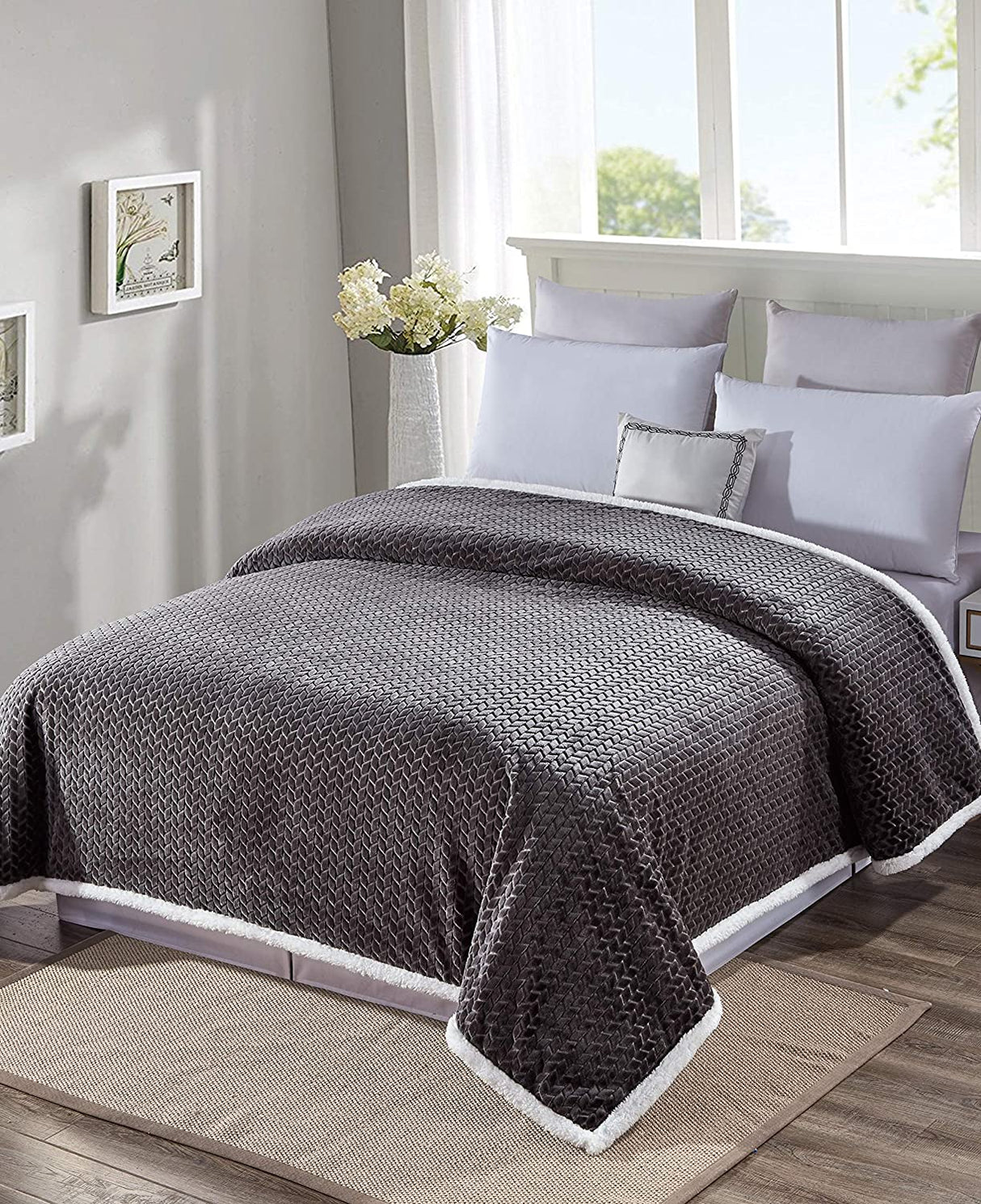 Home essentials braided sherpa blanket