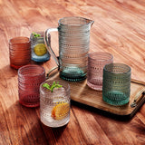 Tonal Hobnail Pitcher & Lowball Glassware Set