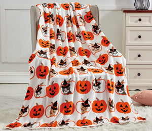 Happy Halloween Microplush Throw Blanket (50 X 60 Inch) - Pumpkins