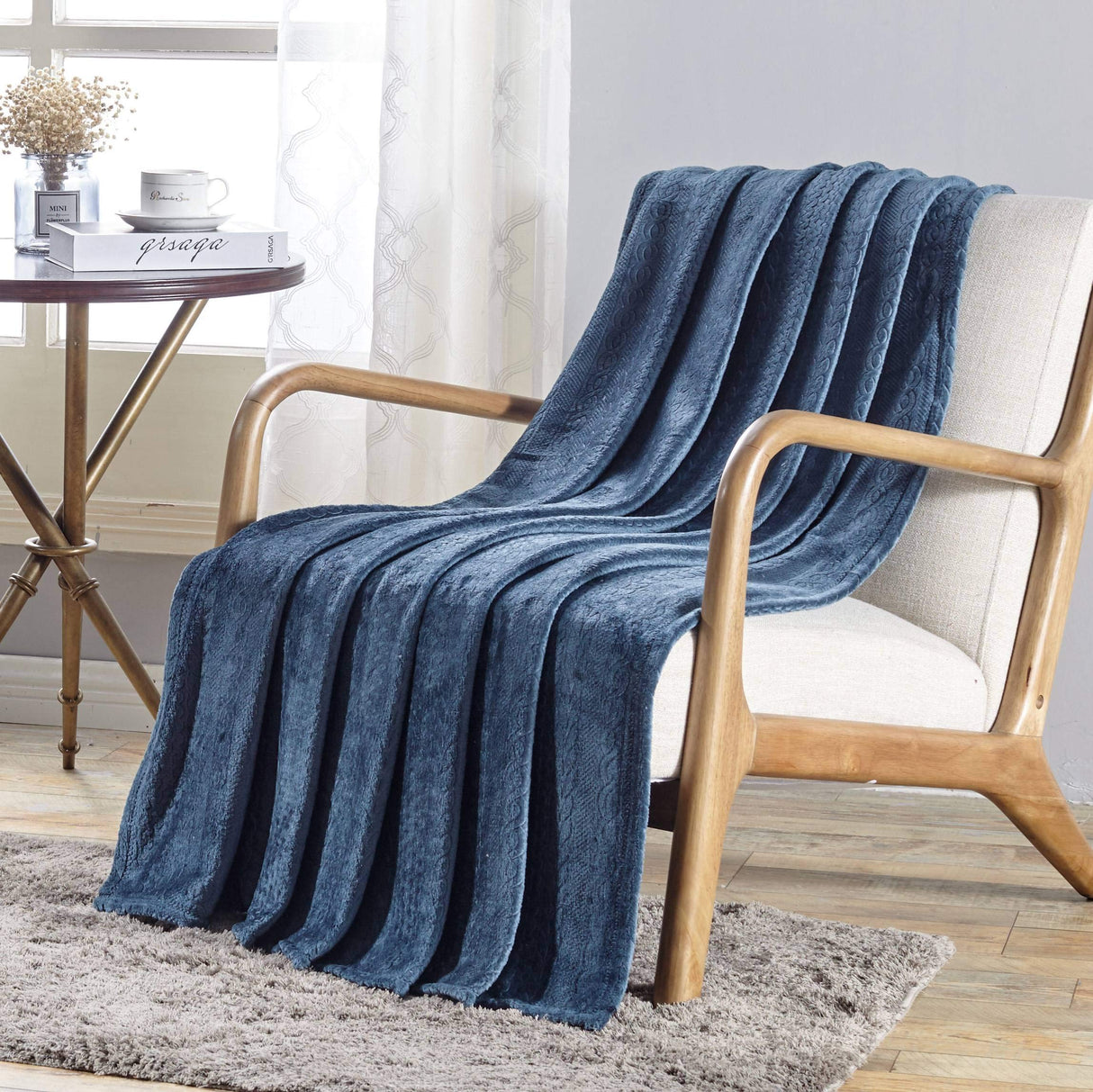 Decor&More Double Helix Embossed Ultra Lush Throw Blanket (50" x 60")